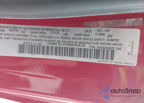 2009 Volkswagen New Beetle 2.5L из США, поврежденный, VIN 3VWRF31Y99M409438